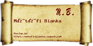 Mátéfi Bianka névjegykártya